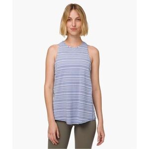 Lululemon All Tied Up Tank Top Cut Back Stripe Tempest Blue White Size 6 Women’s